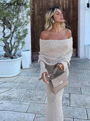 Knitted Off-The-Shoulder Maxi Dress Chic Summer Beachwear