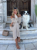 Knitted Off-The-Shoulder Maxi Dress Chic Summer Beachwear