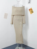 Knitted Off-The-Shoulder Maxi Dress Chic Summer Beachwear