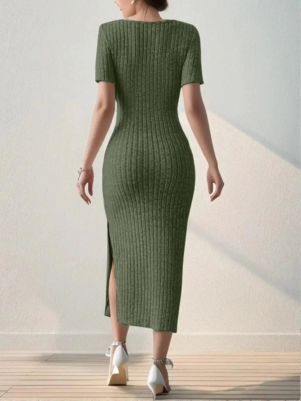Knitted Slit Dress Stylish Summer Attire for Women