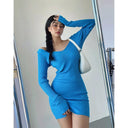 Knitted V-neck Slim-Fit Sheath Dress Elegant Spring Design