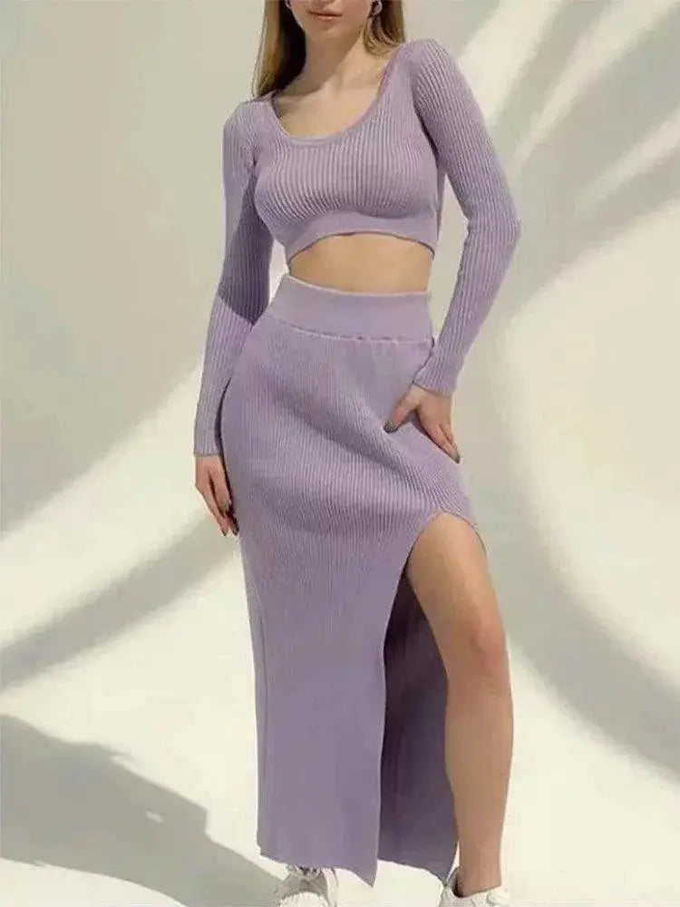 Knitted Winter Sexy Sweater Skirt Set Y2K Style Cozy