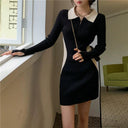 Knitwear Dress: Korean Style Knit with Polo Collar Fashion