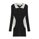 Knitwear Dress: Korean Style Knit with Polo Collar Fashion