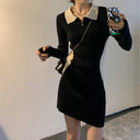 Knitwear Dress: Korean Style Knit with Polo Collar Fashion