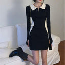 Knitwear Dress: Korean Style Knit with Polo Collar Fashion