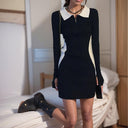 Knitwear Dress: Korean Style Knit with Polo Collar Fashion