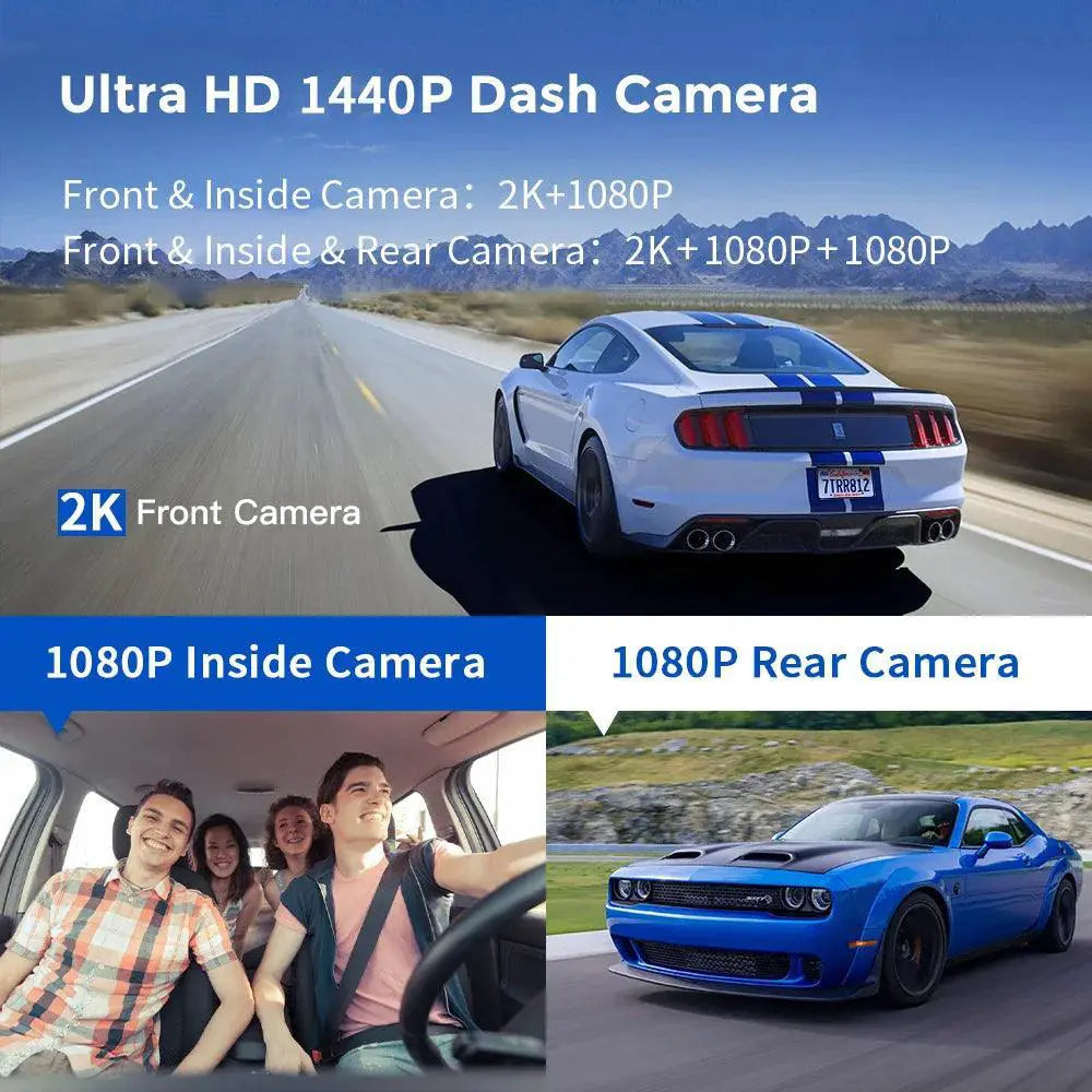 Kocam 3 Channel Dash Cam With GPS Night Vision For Cars