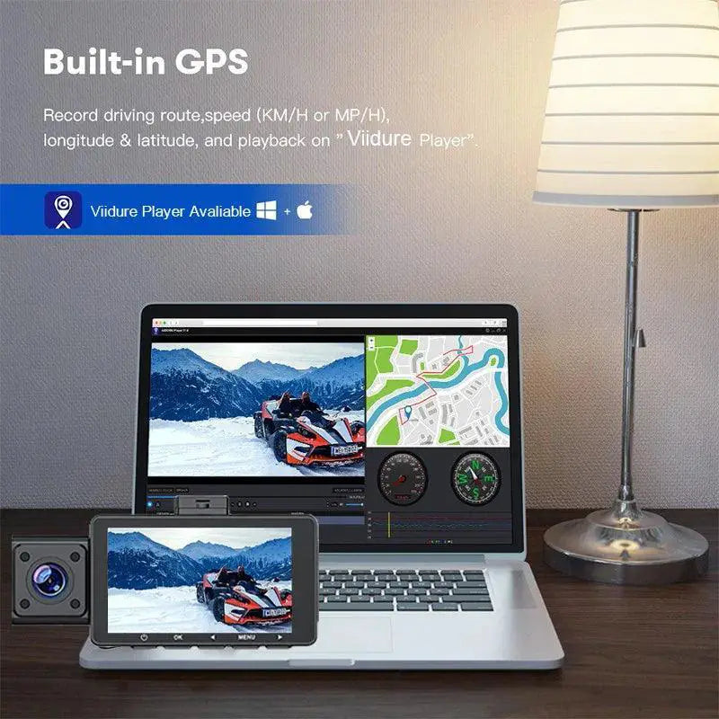 Kocam 3 Channel Dash Cam With GPS Night Vision For Cars
