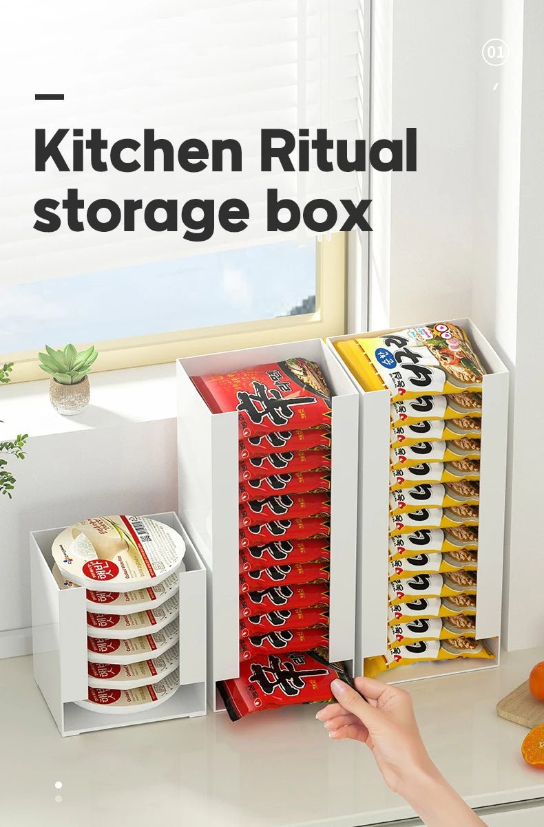 Korean Ramen Storage Box Multi Function Tabletop Organizer for Noodles and Masks