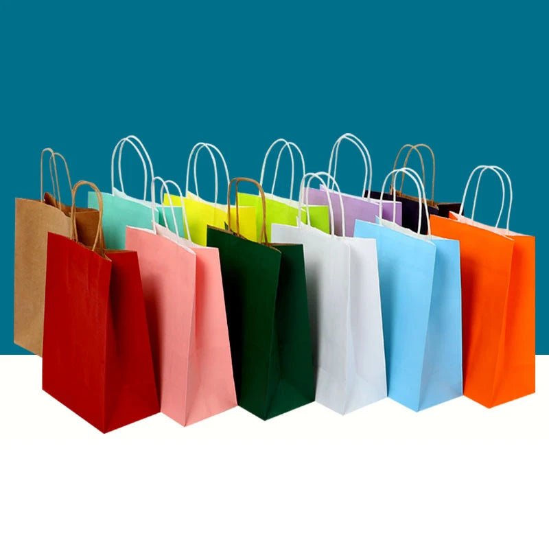 Kraft Colored Paper Gift Bags With Handles, 10 30 50 Pack For Jewelry Weddings Party