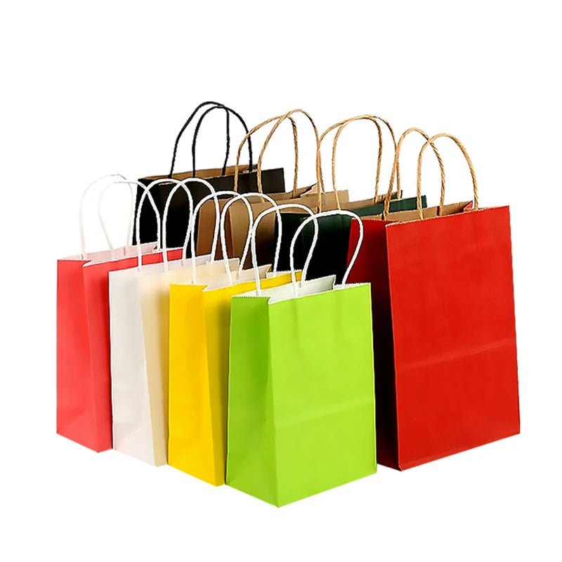 Kraft Colored Paper Gift Bags With Handles, 10 30 50 Pack For Jewelry Weddings Party