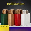 Kraft Colored Paper Gift Bags With Handles, 10 30 50 Pack For Jewelry Weddings Party