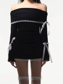 Lace Bell Sleeve Dress: Elegant Floral Bow Details Style