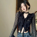Bold Lace Crop Top for Women Streetwear
