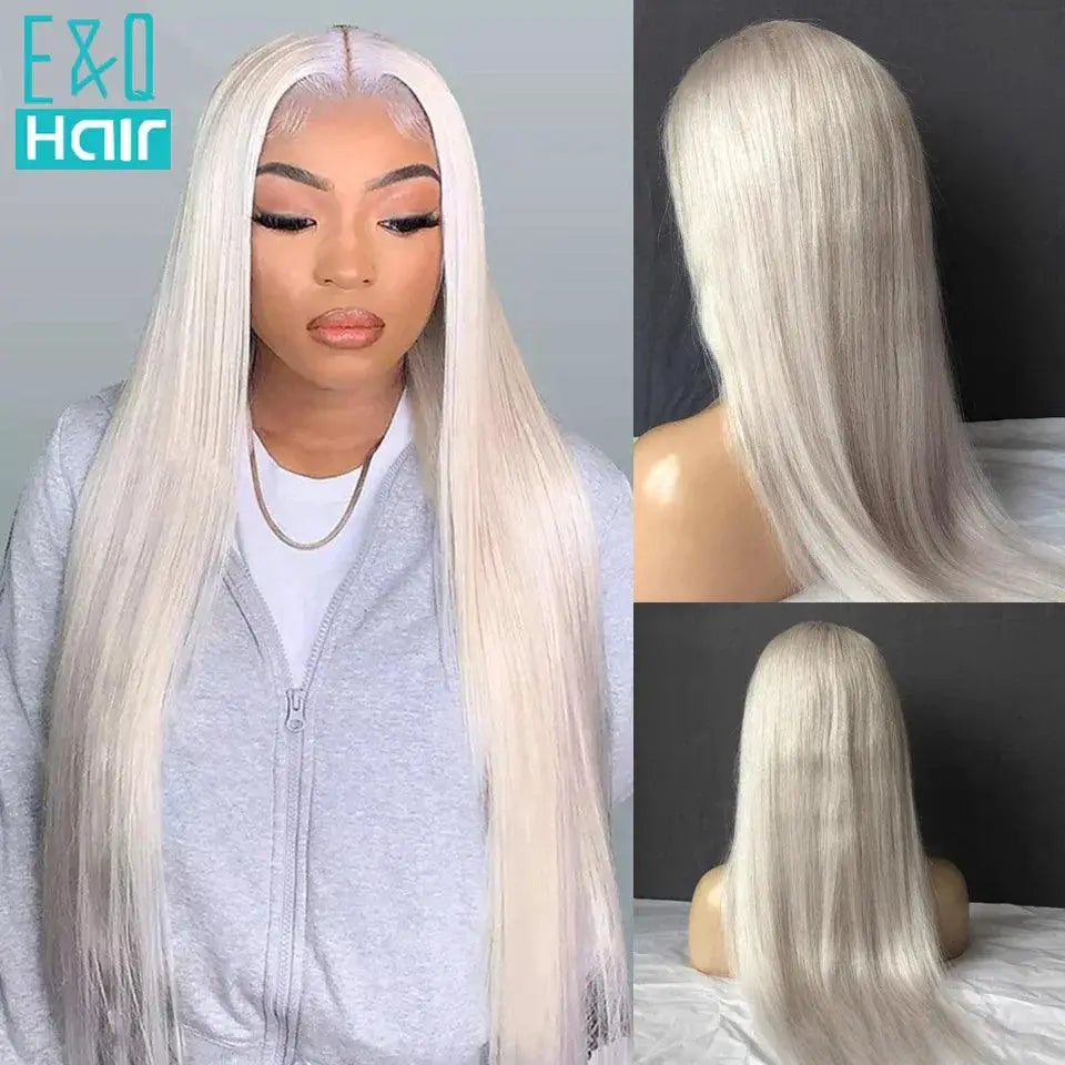 Lace Front Platinum Blonde Human Hair Wig for Women