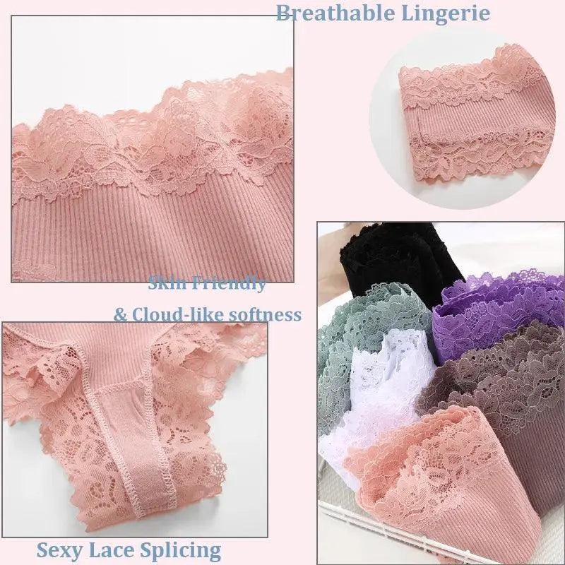 Lace Seamless Cotton Panties Low Waist Women Underwear