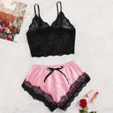 LaceLuxe See Through Bralette Cami Top And Shorts Set Plus - Breathable Nightie