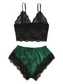 LaceLuxe See Through Bralette Cami Top And Shorts Set Plus - Breathable Nightie