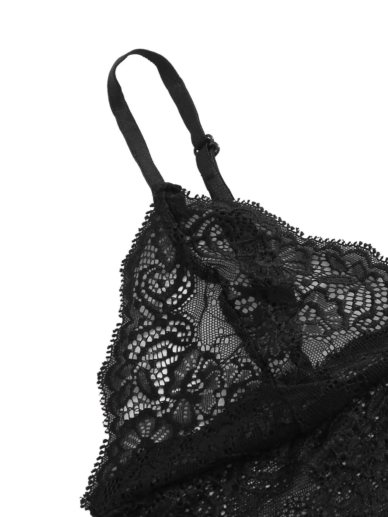 LaceLuxe See Through Bralette Cami Top And Shorts Set Plus - Breathable Nightie