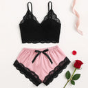 LaceLuxe See Through Bralette Cami Top And Shorts Set Plus - Breathable Nightie