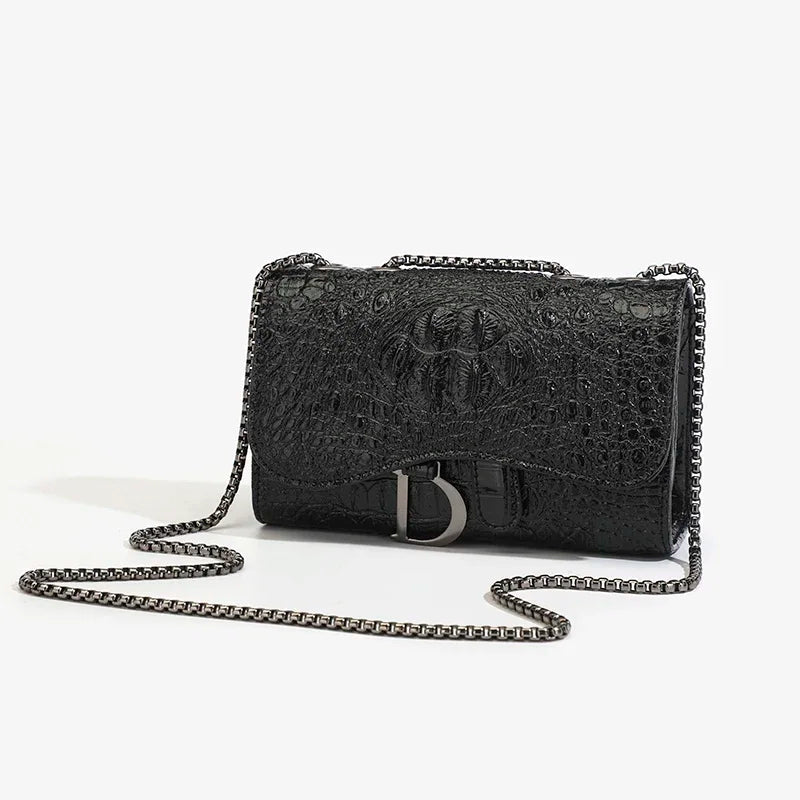 Ladies Luxury Crossbody Bag With Chain And Sequined Details In Animal Print Luxe