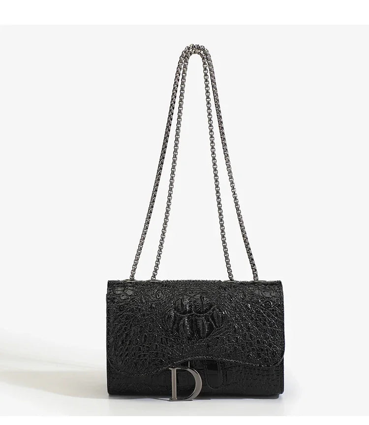 Ladies Luxury Crossbody Bag With Chain And Sequined Details In Animal Print Luxe