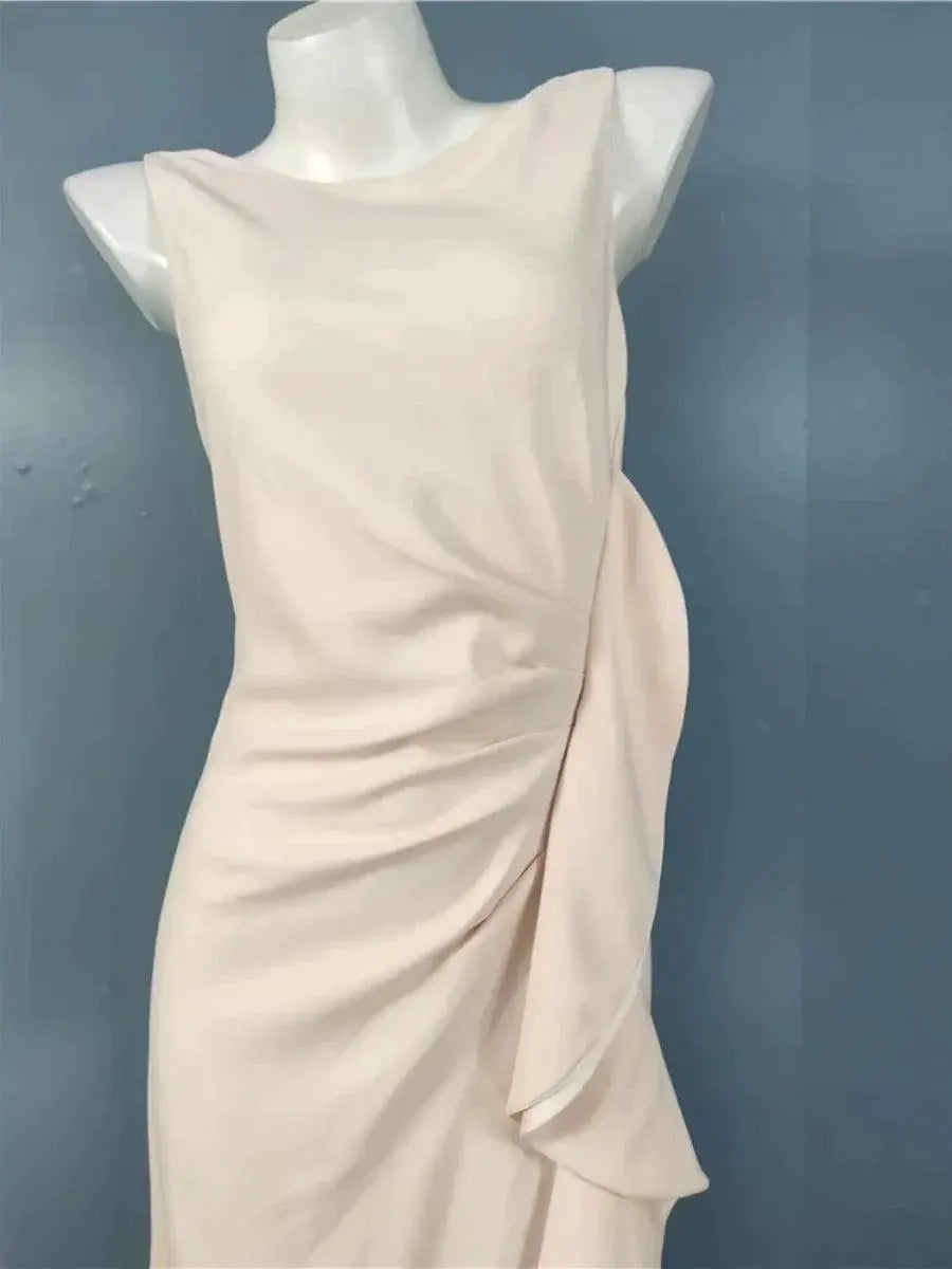 Ladylike Ruffles Backless Slit Dress Elegant Evening Fashion