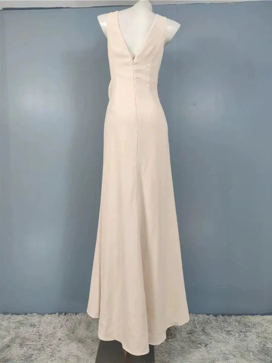 Ladylike Ruffles Backless Slit Dress Elegant Evening Fashion