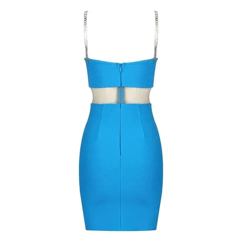Lake Blue Sheath Bandage Dress Elegant Evening Wear Chic