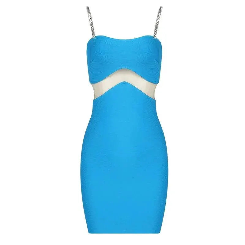 Lake Blue Sheath Bandage Dress Elegant Evening Wear Chic