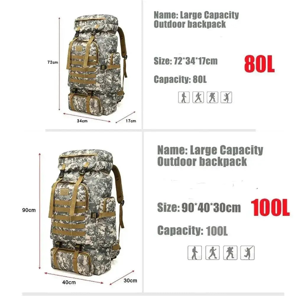 80L 100L Tactical Backpack For Hiking And Camping Gear