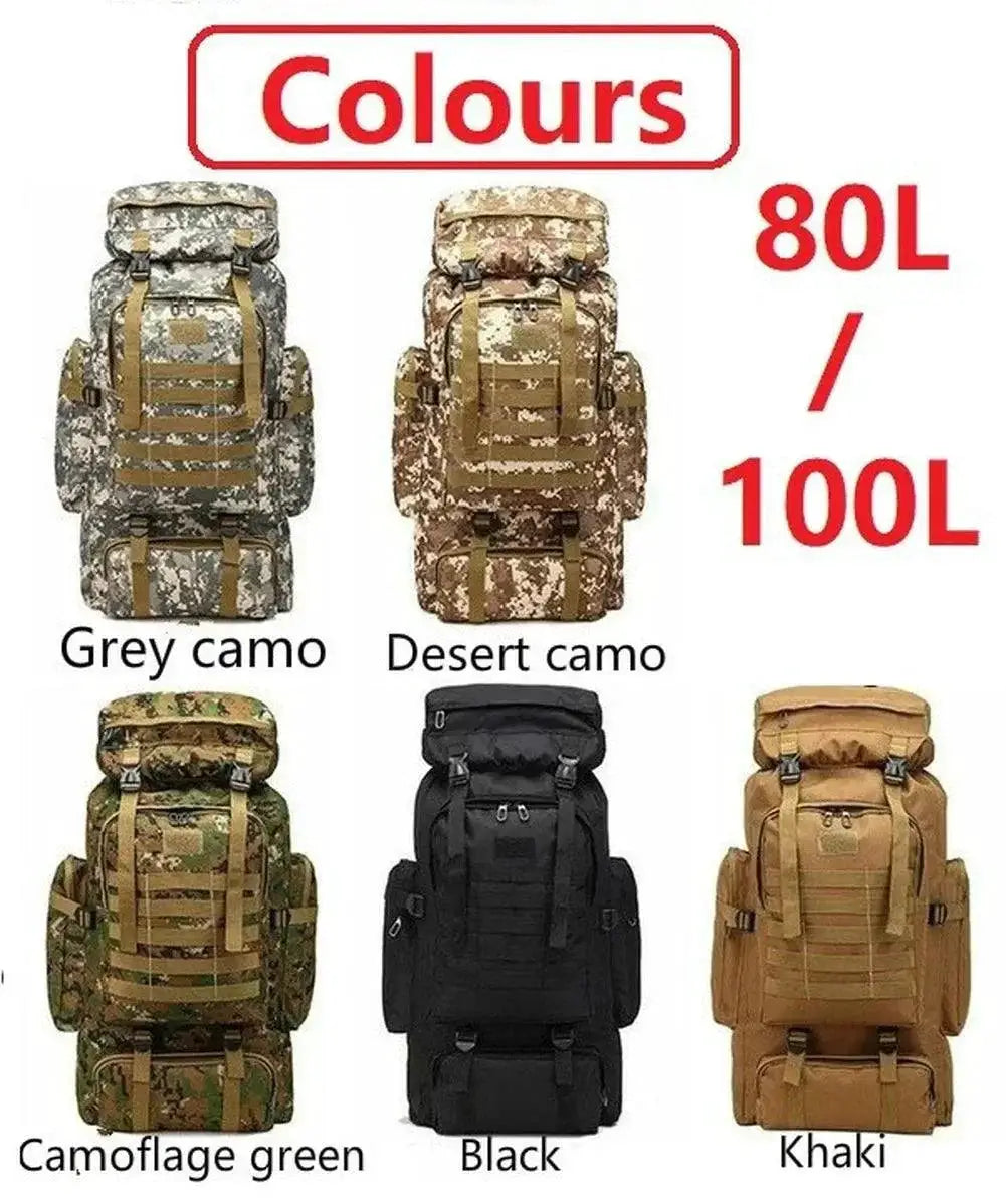 80L 100L Tactical Backpack For Hiking And Camping Gear
