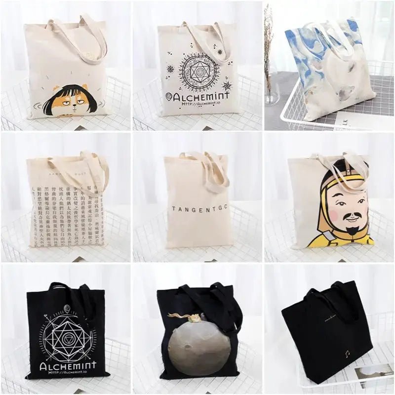 Large Capacity Canvas Tote Bag Eco Friendly Reusable Grocery Shopping Bag