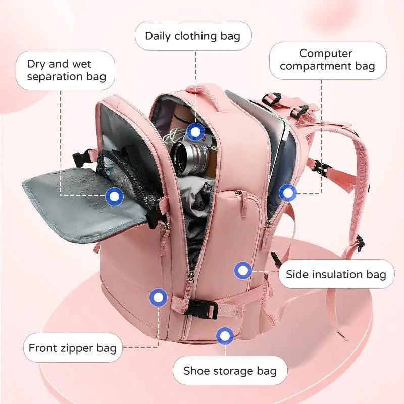 Large Capacity Womens Travel Backpack Multi Function Bag