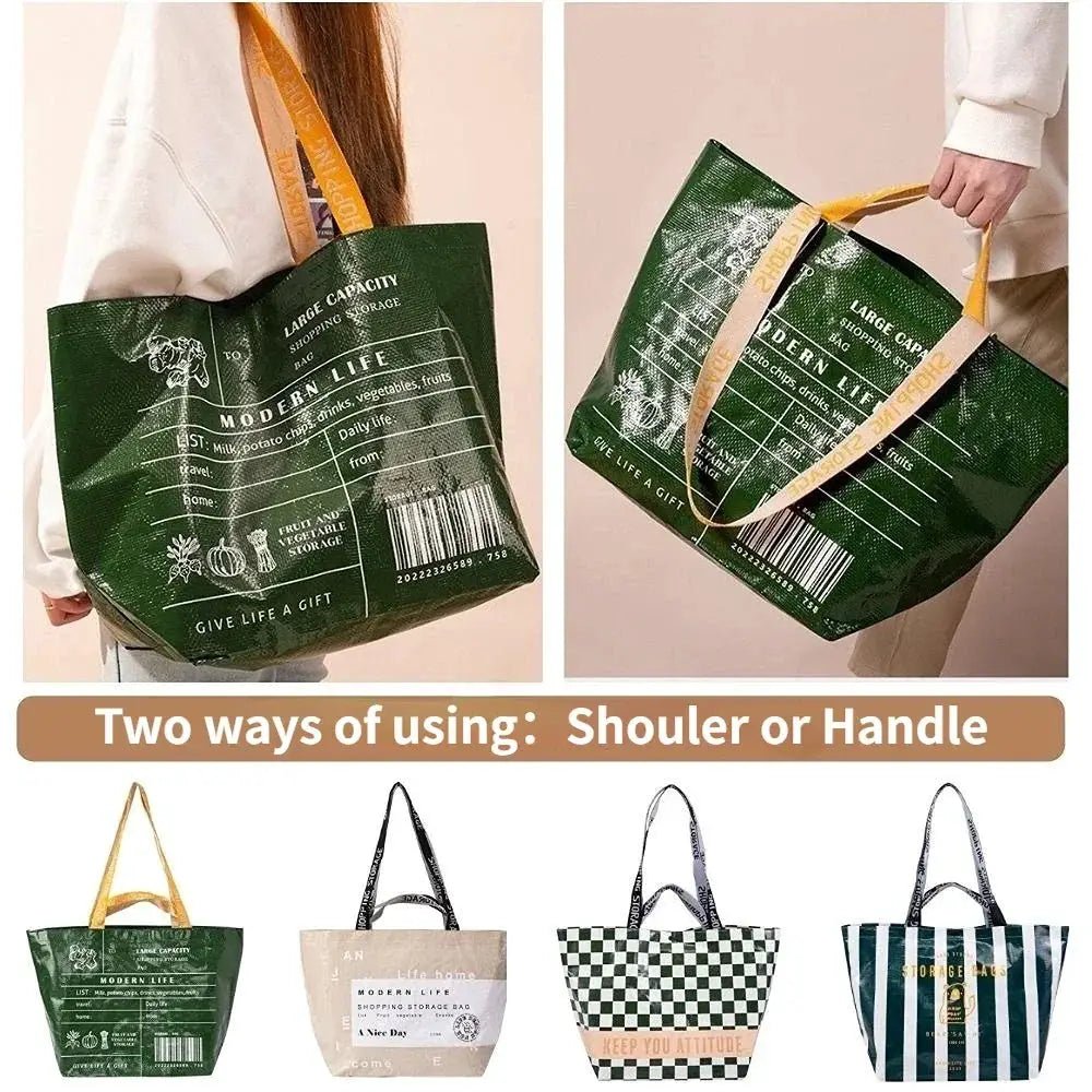 Large Capacity Waterproof One Shoulder PP Woven Shopping Bag Ideal for Groceries