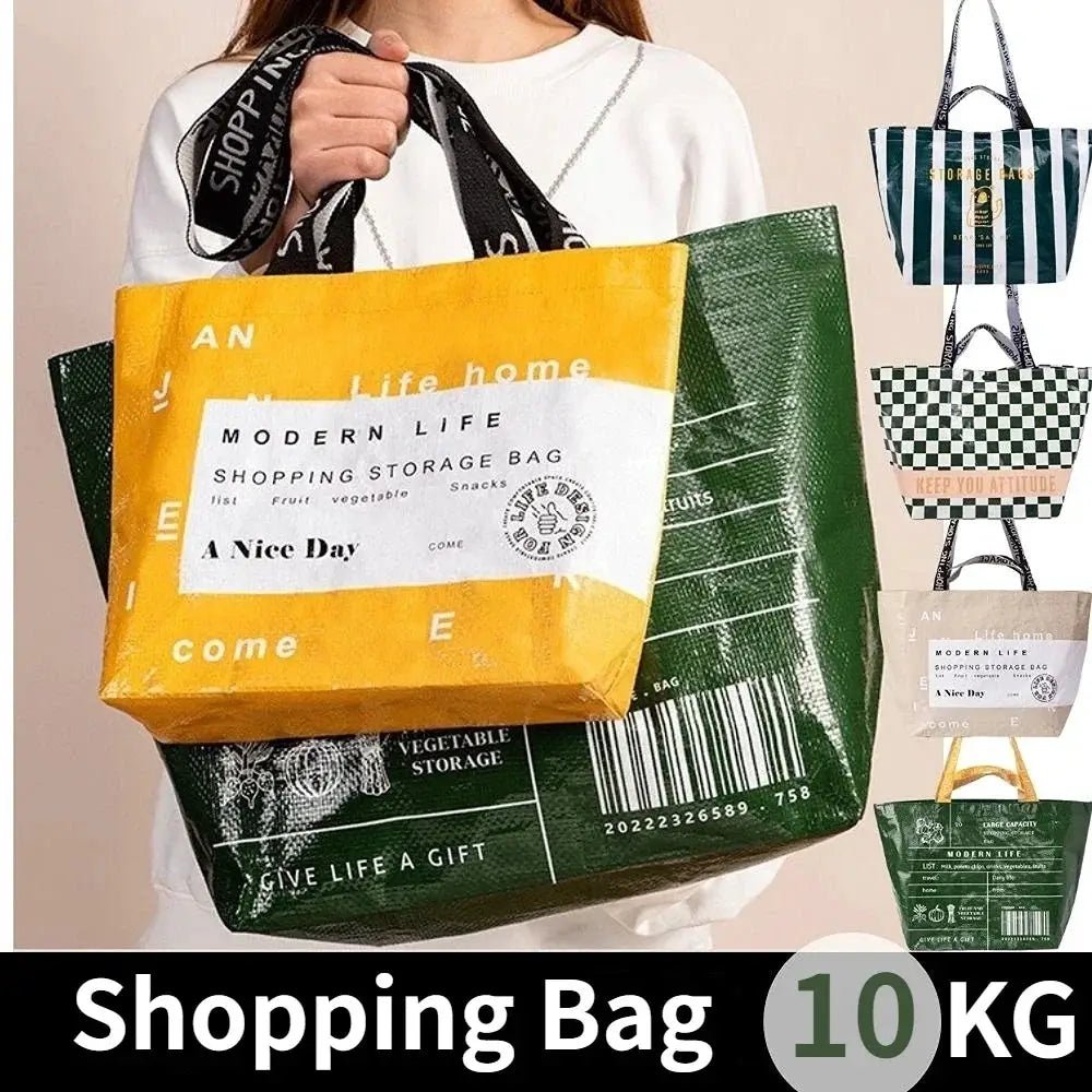 Large Capacity Waterproof One Shoulder PP Woven Shopping Bag Ideal for Groceries