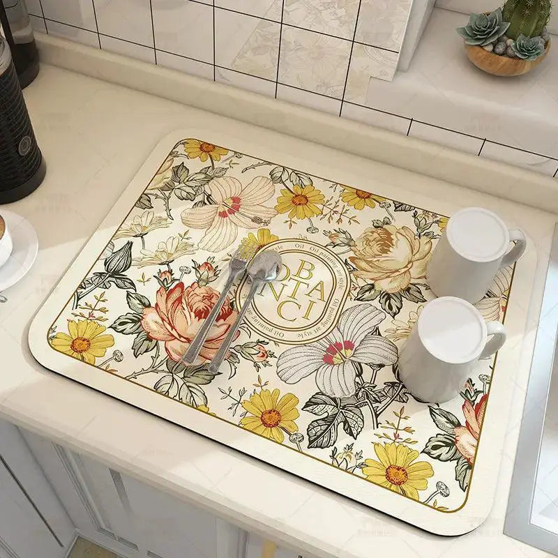 Large Coffee Lovers Kitchen Mat Absorbent Drying Pad