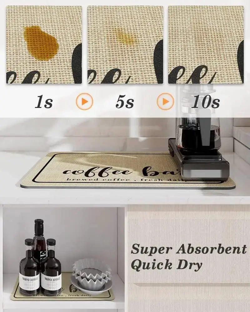 Large Coffee Lovers Kitchen Mat Absorbent Drying Pad
