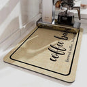 Large Coffee Lover's Kitchen Mat Absorbent Drying Pad