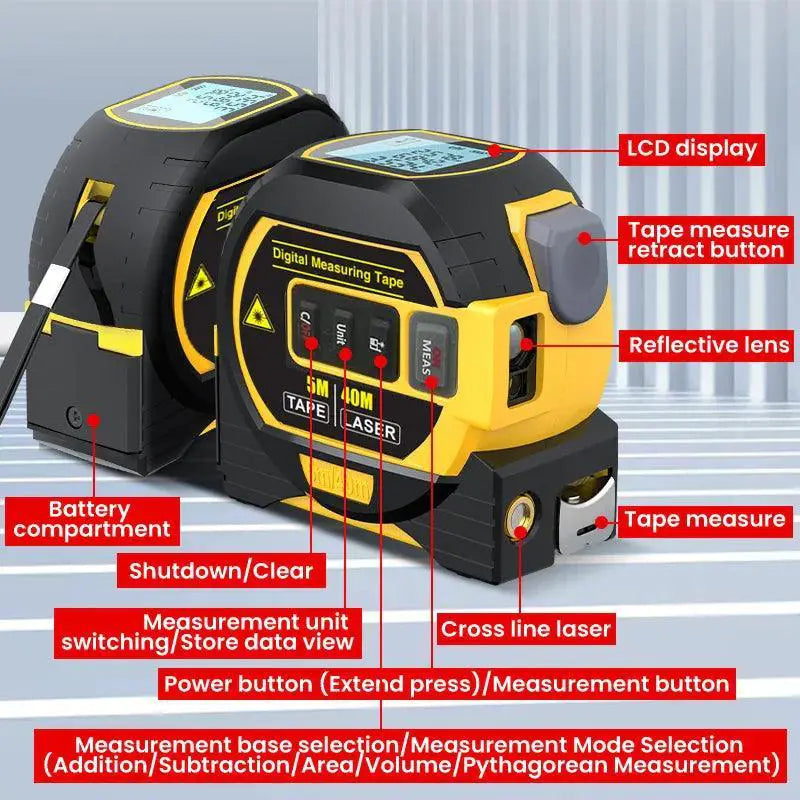 Laser Digital Rangefinder Steel Tape Measure For Precision
