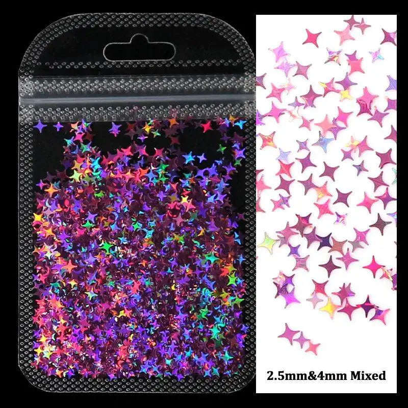 Laser Star Holographic Nail Art Sequins DIY Kit Sparkly