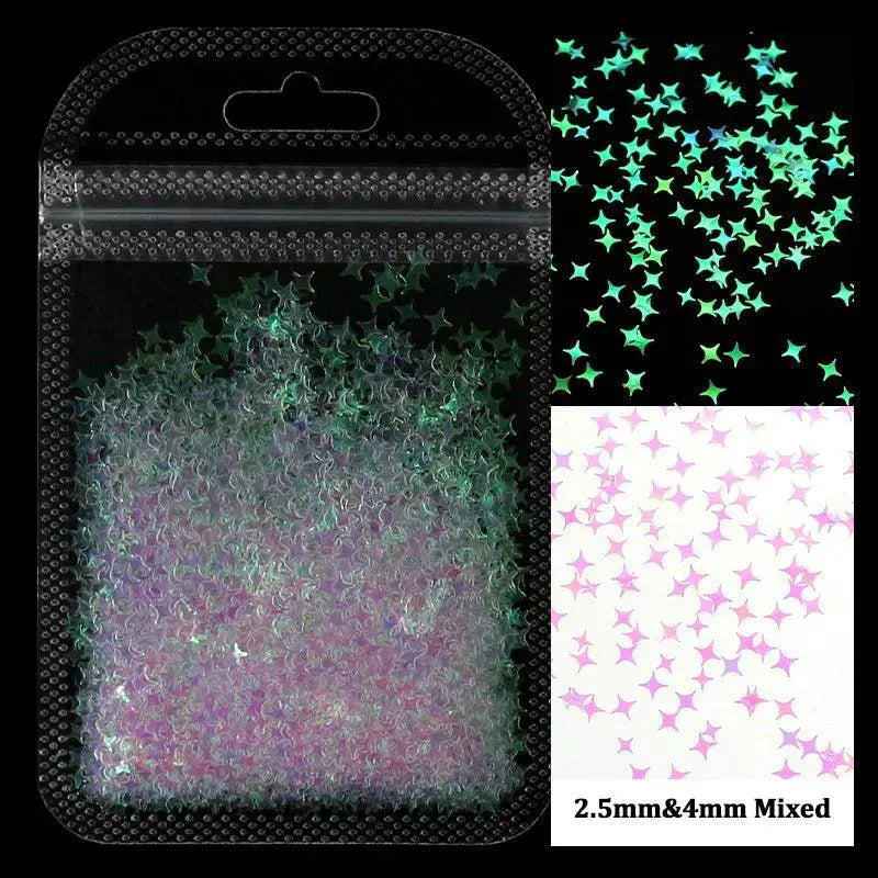 Laser Star Holographic Nail Art Sequins DIY Kit Sparkly
