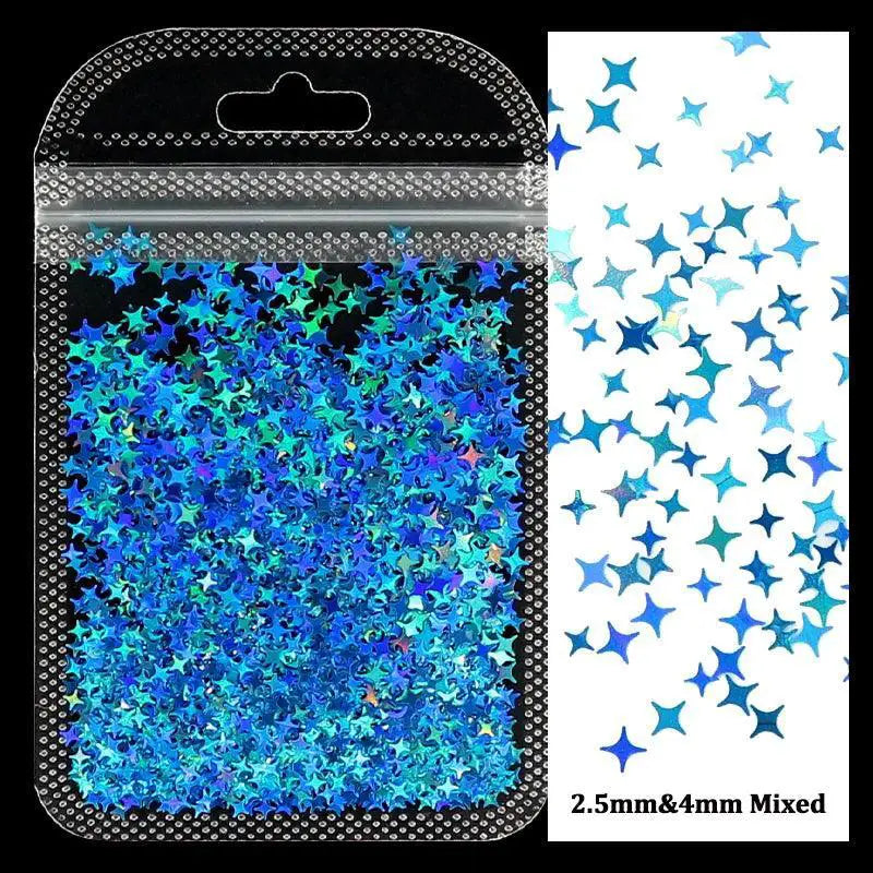 Laser Star Holographic Nail Art Sequins DIY Kit Sparkly