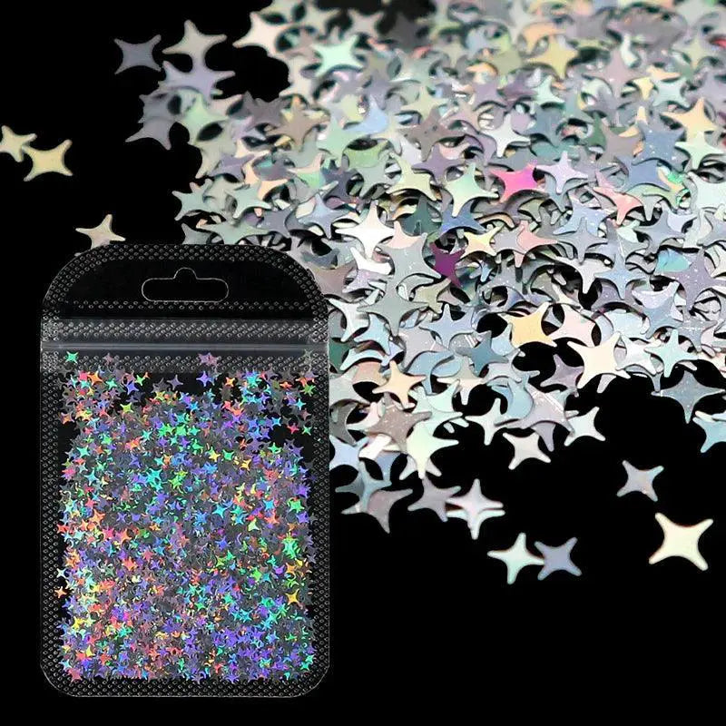 Laser Star Holographic Nail Art Sequins DIY Kit Sparkly