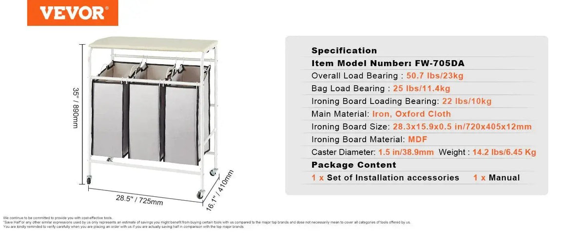 Laundry Cart With Ironing Board — product view 15