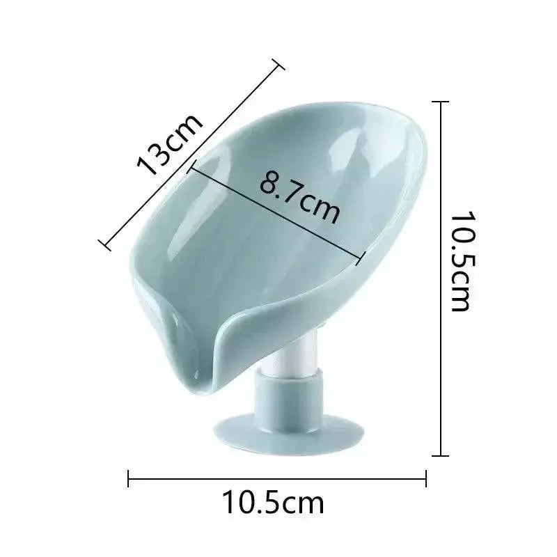 Leaf Shape Soap Box Suction Cup Tray Bathroom Organizer