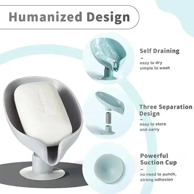 Leaf Shape Soap Holder With Suction Cup Durable Box