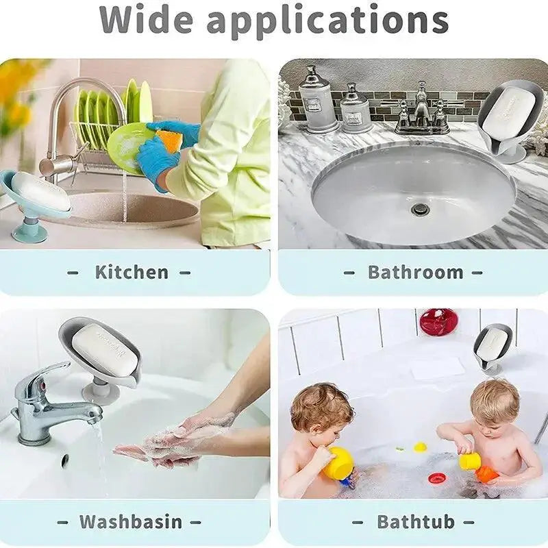 Leaf Shape Soap Holder With Suction Cup Durable Box