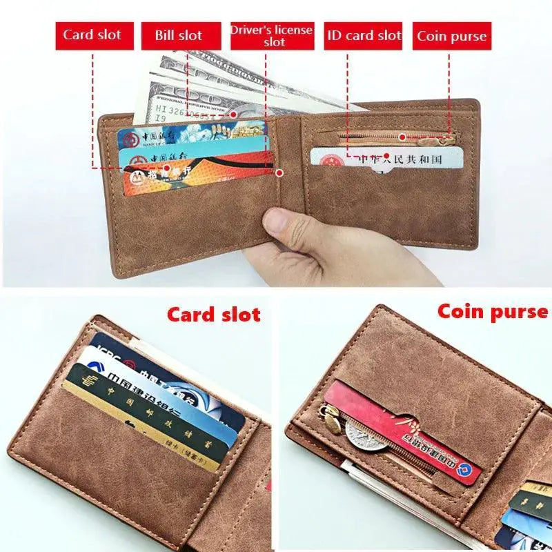 Leather Wallet For Men Minimalist Coin Purse Slim Design